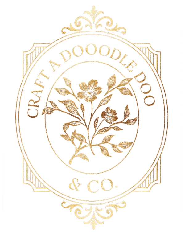Craft A Doodle Doo & Co. logo in gold texture and mughal motifs